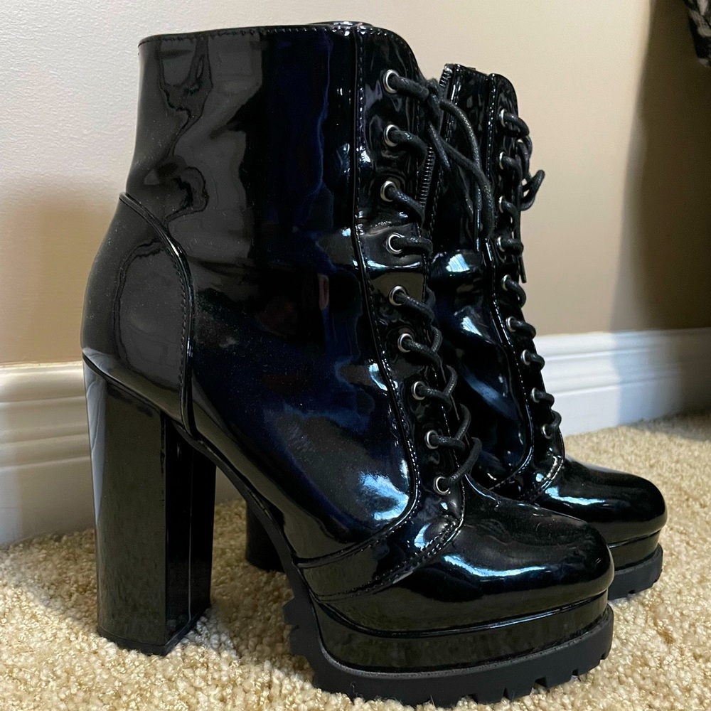 Patent Leather Ankle Booties